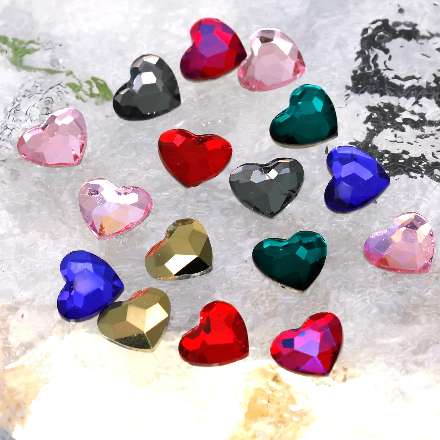 20/40PCS 10MM Flatback Love Heart 3D Nail Art Rhinestone Charms Jewelry Parts Accessories For Nails Decoration Manicure Supplies