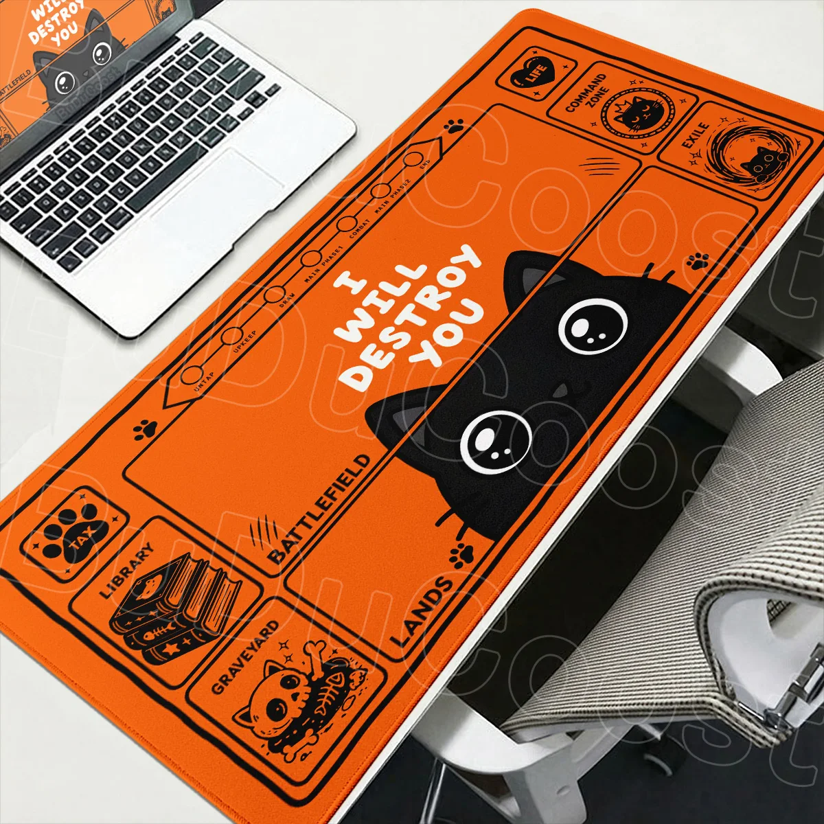 35x80cm MTG TCG Office Desk Pad For Work Game Computer Rubber Carpet Pink Cute Black Cats Card Playmat Magic Anti-slip Mousepads