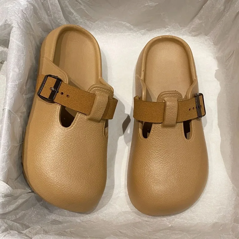 

2025 New Women's Outdoor Beach Women's Slippers Fashion Retro Thick Bottom Baotou Sandals Summer Cute Soft Sole Women's Sandals