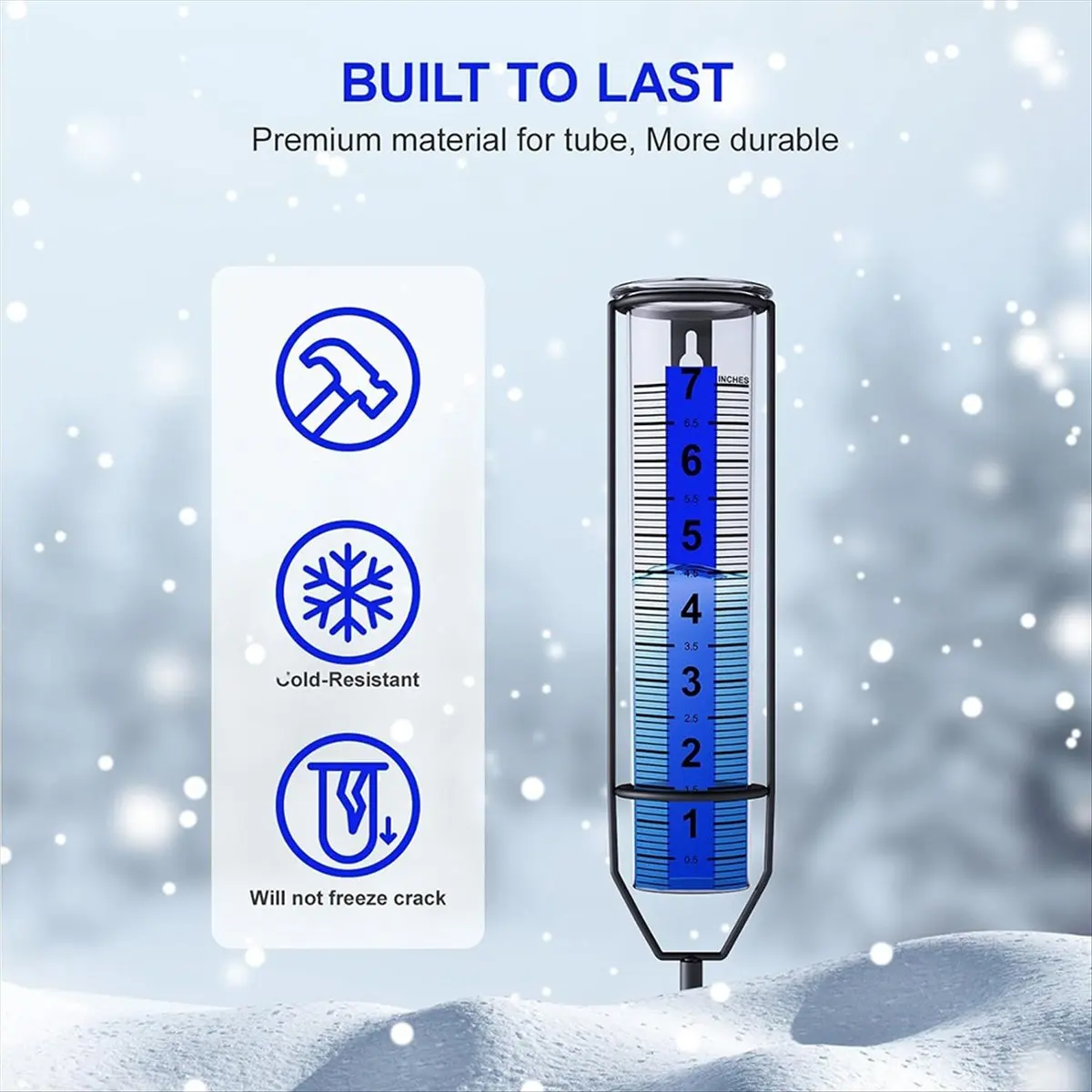 ABJS Upgraded Rain Gauge, Freeze Proof Rain Gauge Outdoor Best Rated, Large Clear Numbers Rain Gauges for Yards with Stake