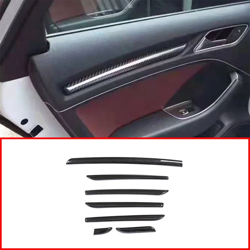 For Audi A3 8V 2014-2018 Car Interior Real Carbon Fiber Door Decoration Strips Frame Cover Trim Accessories