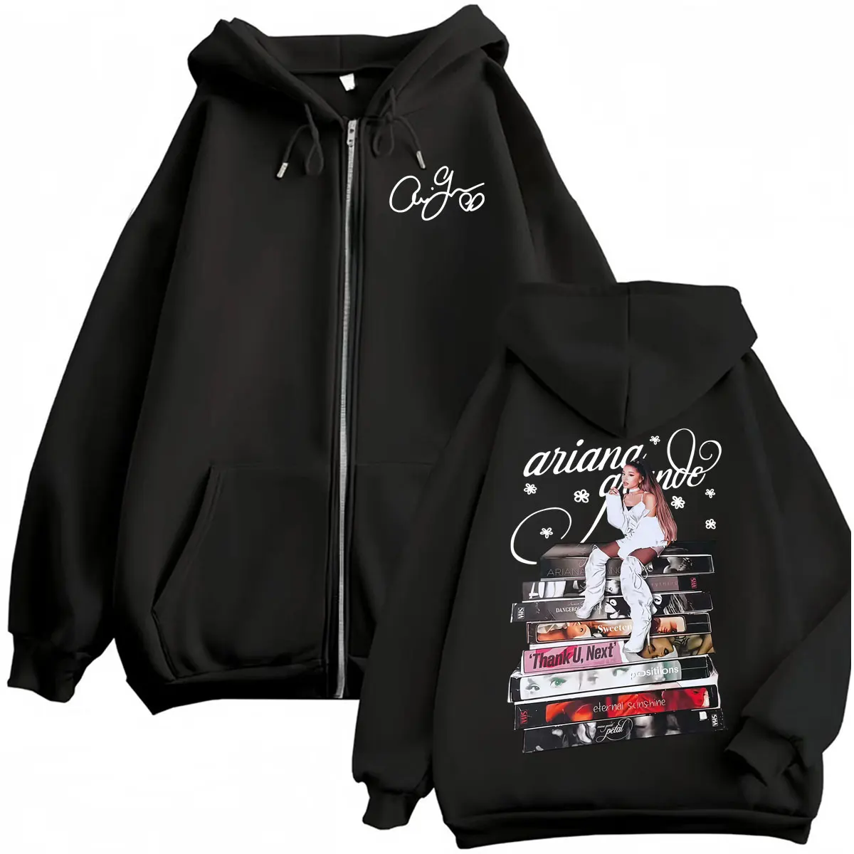 Ariana Grande Eternal Sunshine Album Cover Zip Up Hoodies Men Women Harajuku Classic Jacket Sweatshirt Cozy Casual Zipper Hoodie