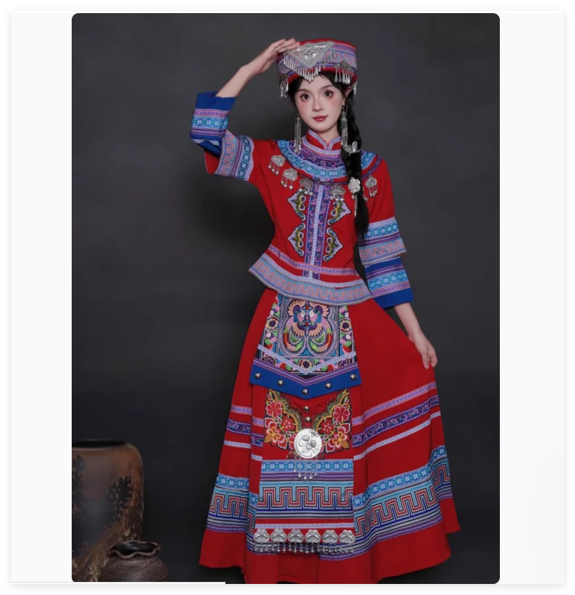 Huaxia Guangxi Ethnic Minority Clothing Women's Adult Zhuang Embroidery Miao Dance Costume