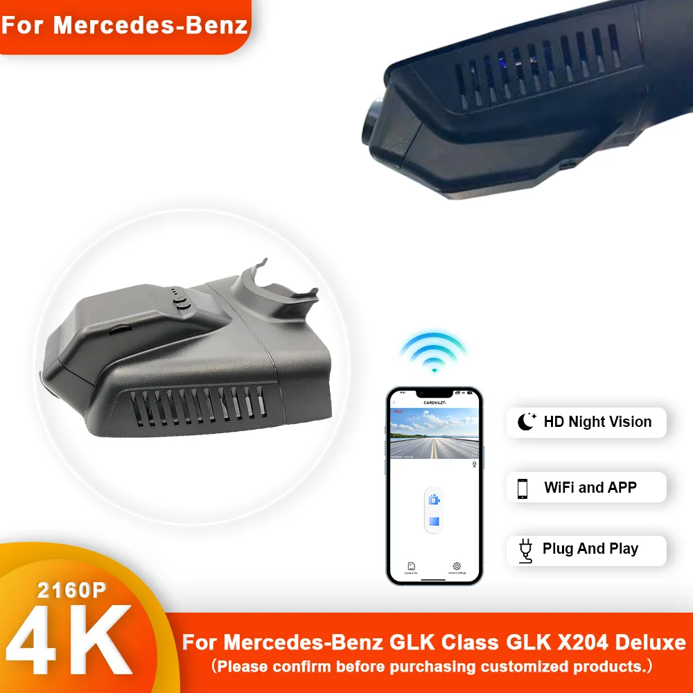 

Customized 4K HD 2160P Plug and play Dash Cam For Mercedes-Benz GLK Class GLK X204 Front and Rear WIFI Car Dvr Dashcam