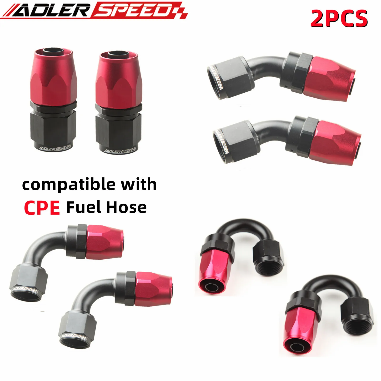 

ADLERSPEED 2PCS -12AN AN12 Straight 0°/45°/90°/180° Degree Swivel Oil/Fuel/Gas Line Hose End Fitting Adapter