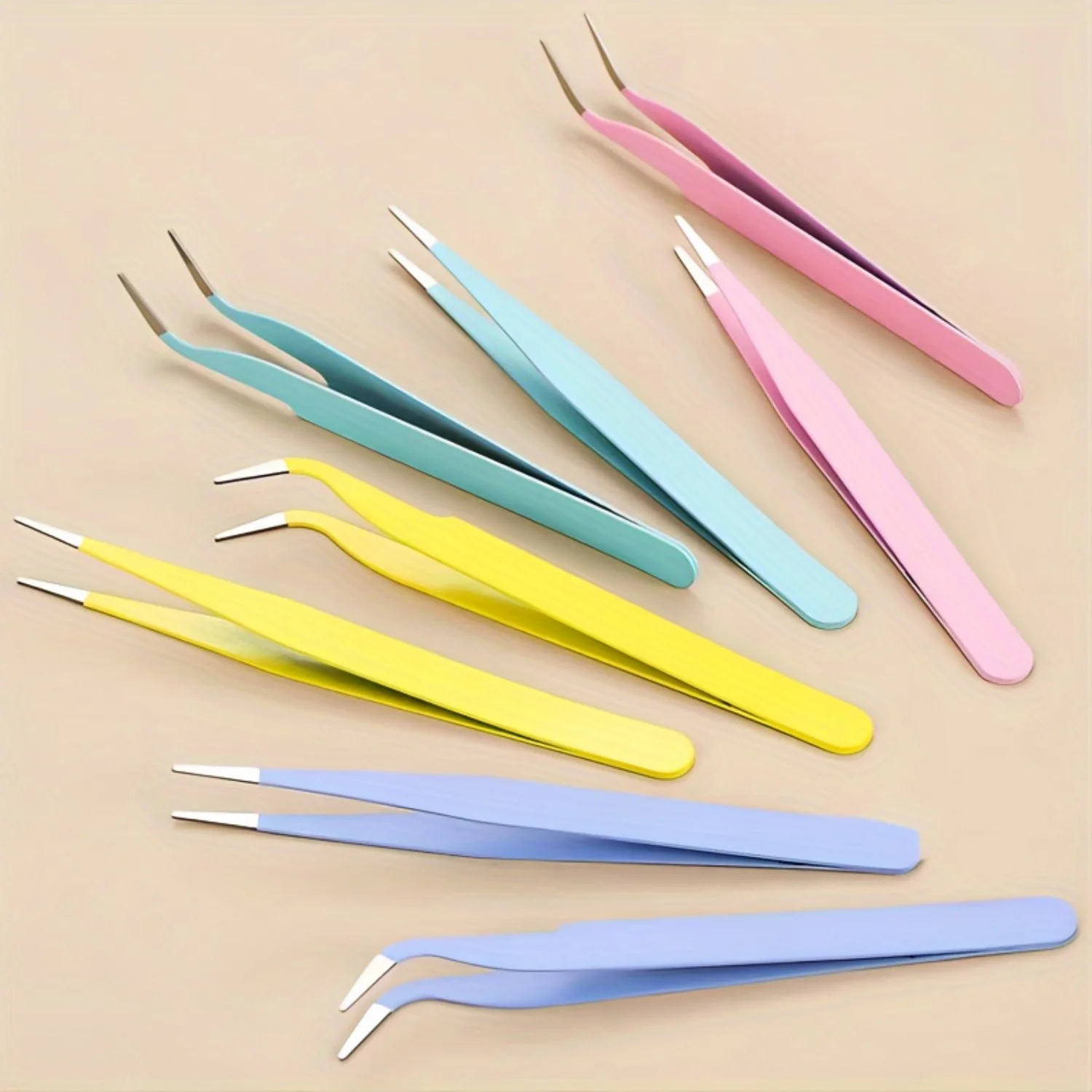 2-Piece Stainless Steel Tweezers Set - Colorful Precision Craft & Jewelry Making Tools - No Power Needed! Ideal for DIY projects