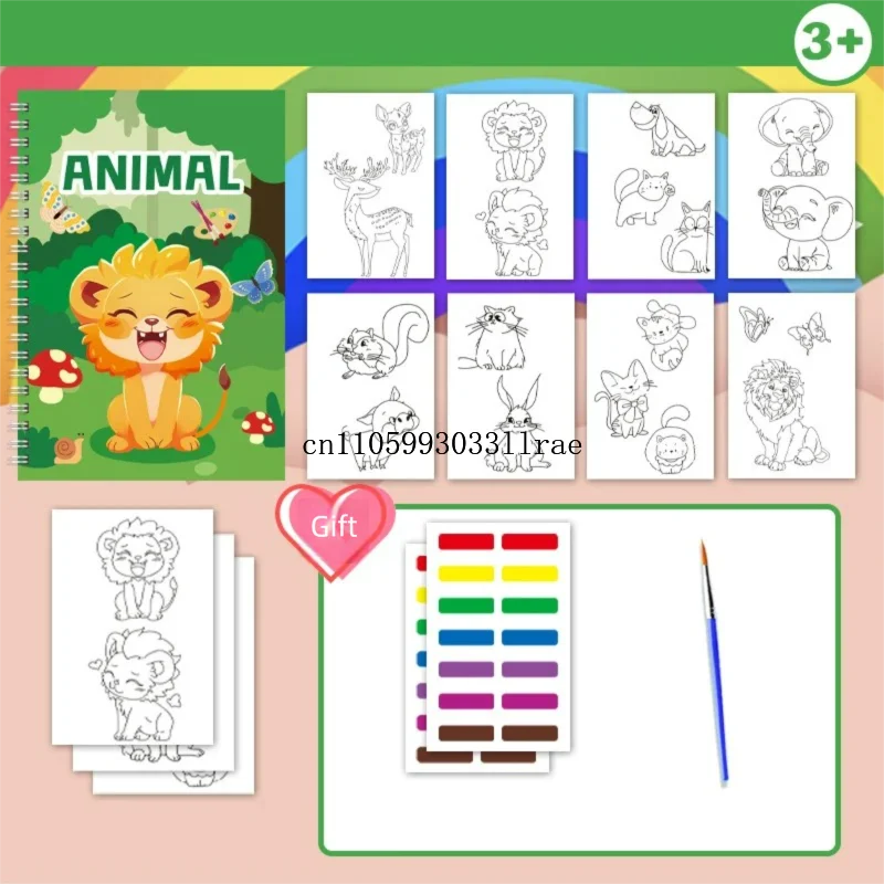 

Dinosaur Watercolor Coloring Book for Kids with Pigments Fun Water Drawing Book