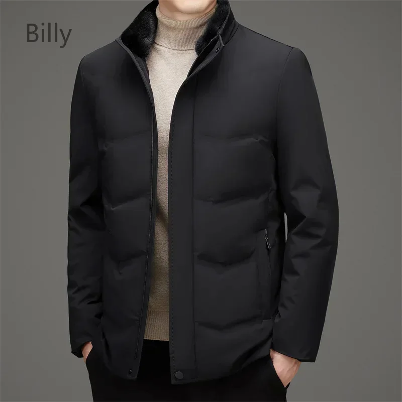 Short Down Jacket Goose Liner and Mink Collar Removable Designer Clothes Men Lightweight Padded Jackets Winter Coat