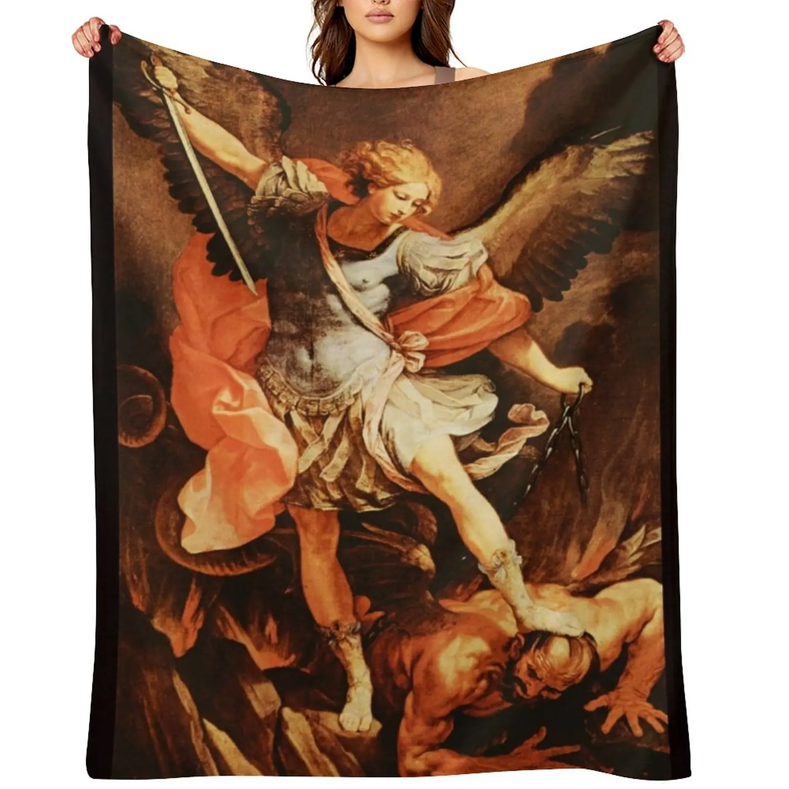 

St. Michael Archangel Throw Blanket Moving warm winter Sofa Quilt Furry Blankets