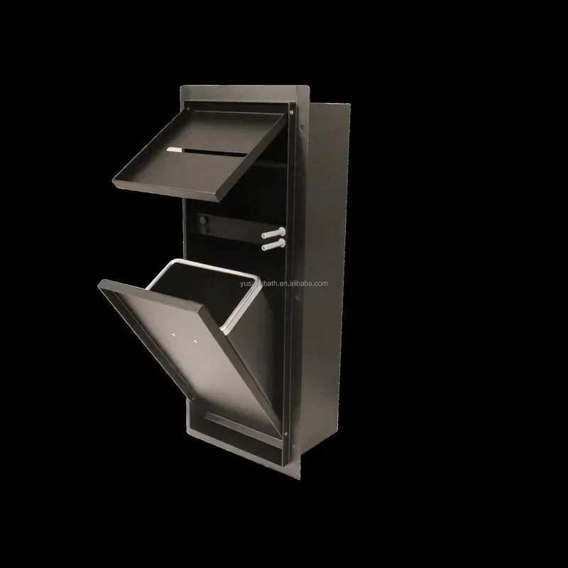 Modern Hotel Tissue Box Trash Can Niche SUS304 Stainless Steel Bathroom Wall-Mounted Paper Holder Dispenser Rubbish Bin