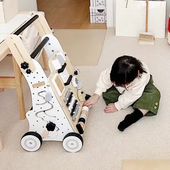 Baby walker baby stroller anti-o-leg anti-rollover Booster multi-function wooden toy