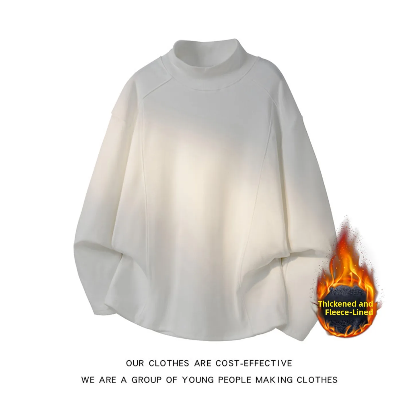 

Мужской свитшот с высоким воротником и флисовой подкладкой, 3D-крой, теплый, премиум-класса, повседневный, свободного кроя