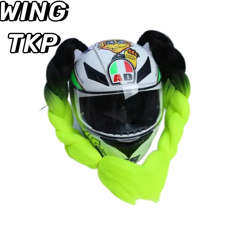 

WINGTKP Motorcycle Helmet Decoration Big Braid Fashion Elegant Helmet Decoration Personality Thick Braid Suction Cup Removable