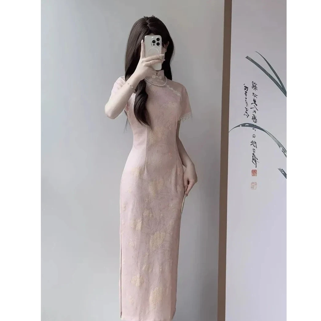 

Pink Summer Cheongsam 2026 New Girlish High-end Slim-fit Clothing Qipao Cosplay