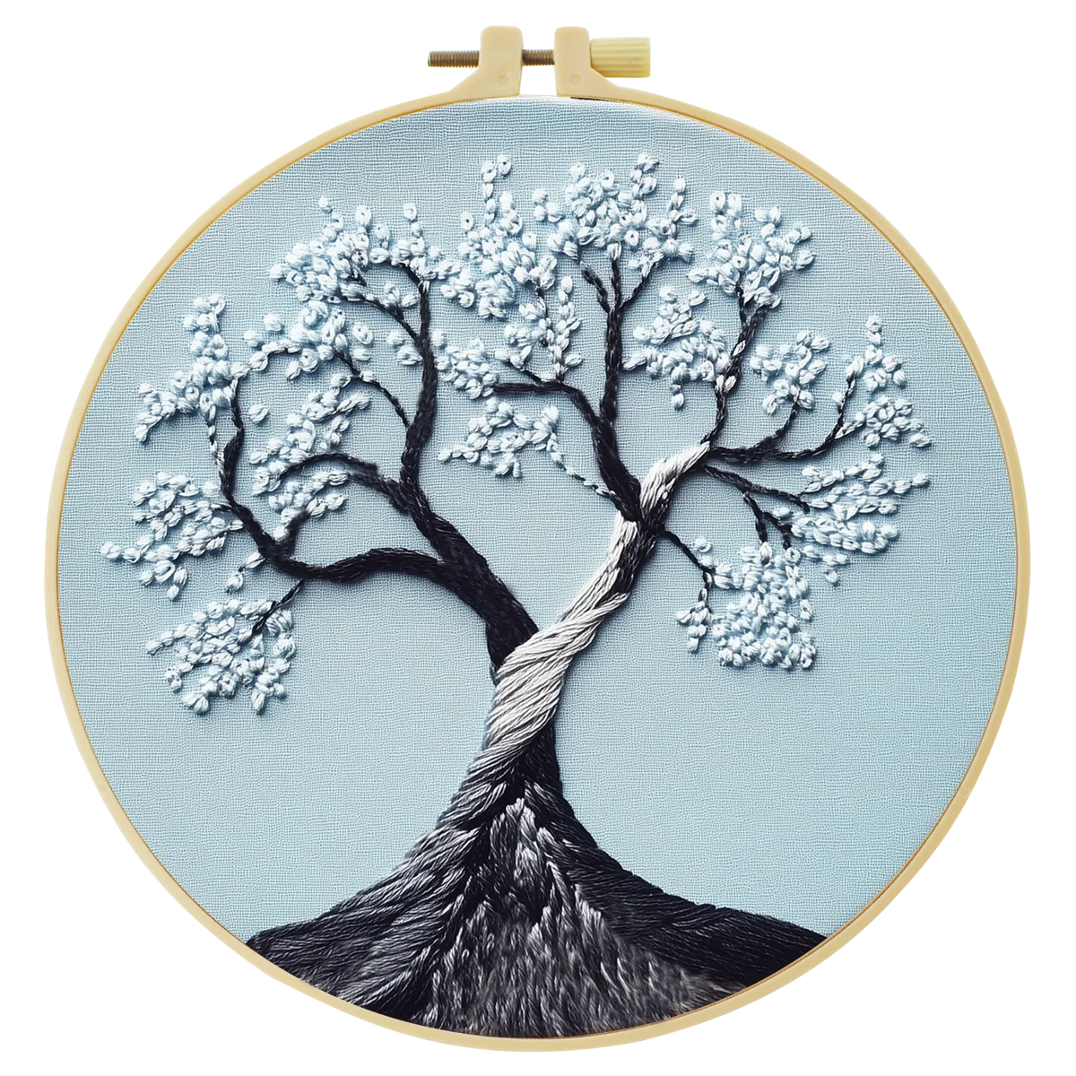 20X20CM/15X15CM 7,87/6,3 Zoll Stickerei-Starter-Kit DIY-Set Heimdekoration, Wohnausstattung, Stickerei-Set, Der blaue Baum – Detail 3