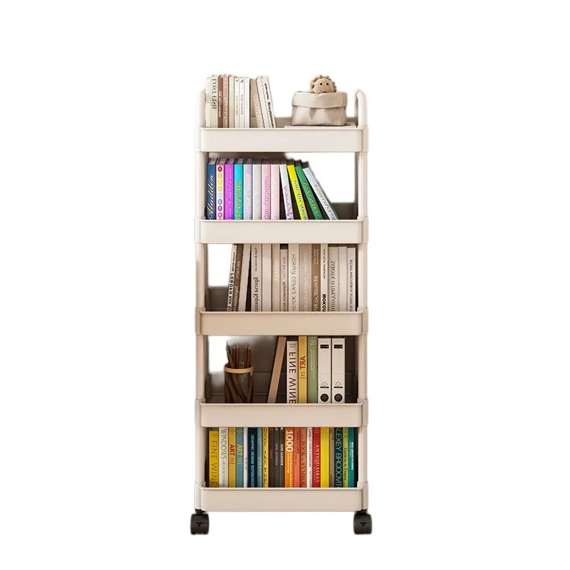 Bookshelf Floor to ceiling trolley Shelf Living room snack storage rack Movable bathroom Multi layer