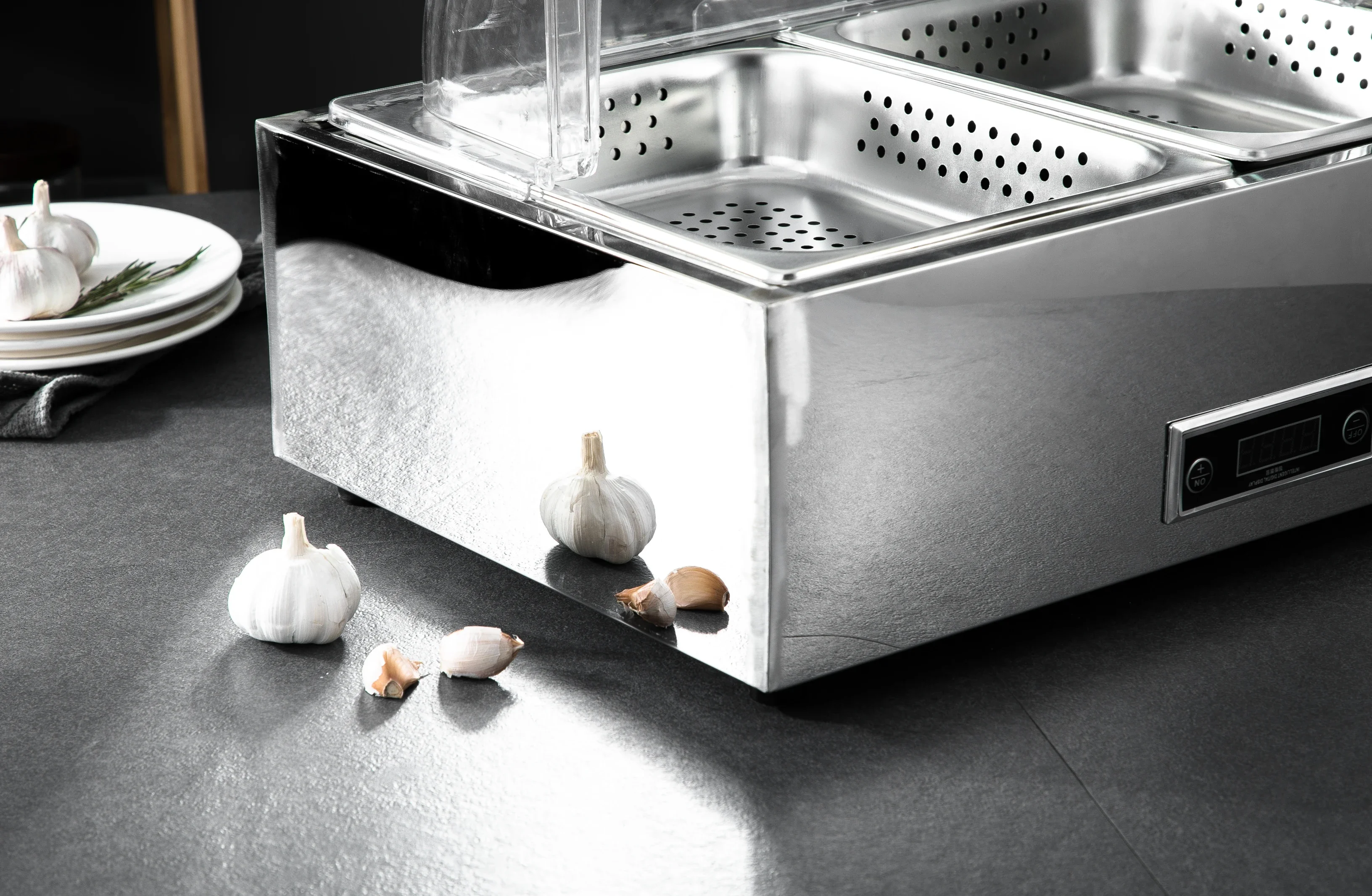 Electric stainless steel chafing dish with PC lid electric food warmer buffet set