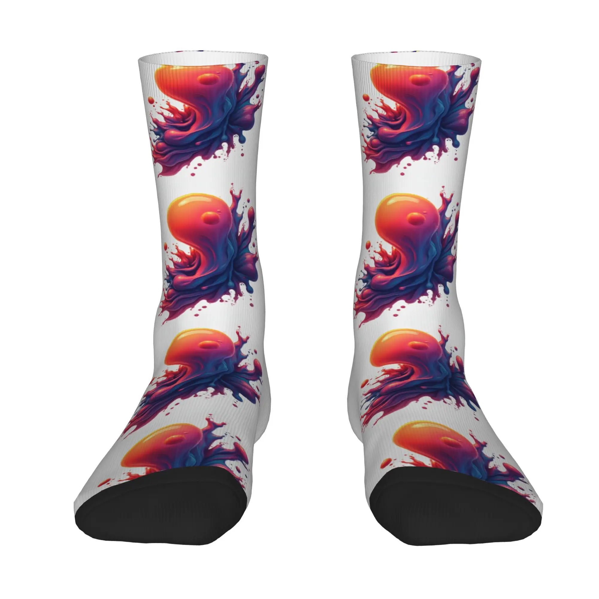 Hip Hop Retro Vibrant Splash Of Red Blue Paint Crazy Men's Socks Unisex  Street Style Seamless Printed Funny Novelty Crew Sock