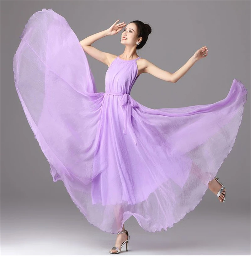 New Summer Chiffon Extra Long Large Swing Dress Women Solid Chiffon Beach Dress Summer Bohemian Maxi Dress Ladies Party Vestidos