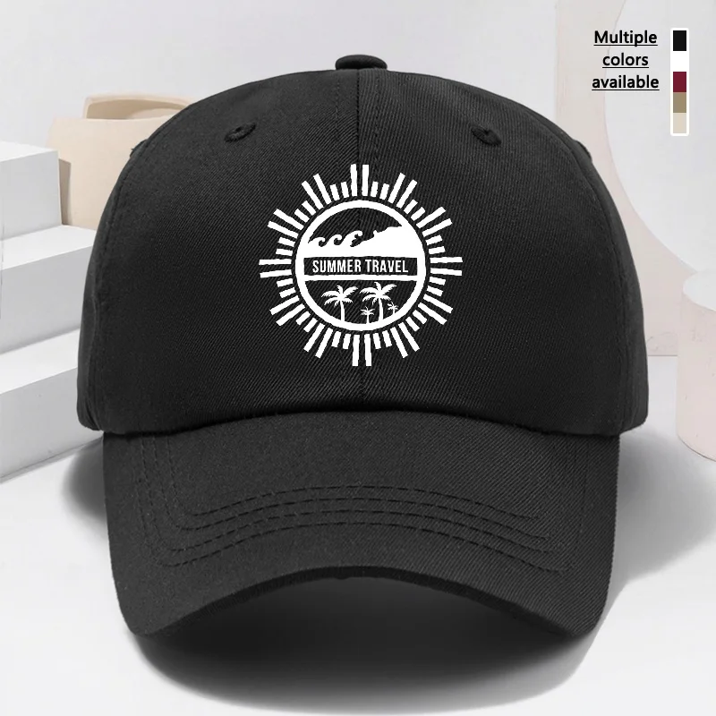 A Unisex Resort SUMMER TRAVEL Sun Coconut Tree Print Baseball Cap, Spring And Autumn Fashionable Casual Soft Top Baseball Cap, M