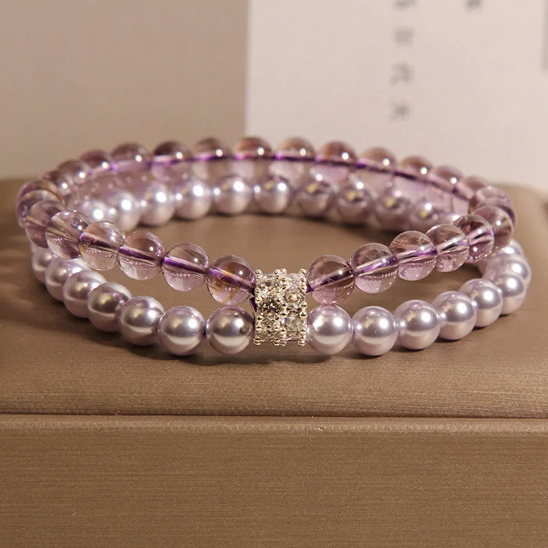 

Женский браслет из натурального аметиста, роскошный нишевый изысканный элегантный высококачественный браслет из бисера в форме ракушки, подарок для лучшего роскоши