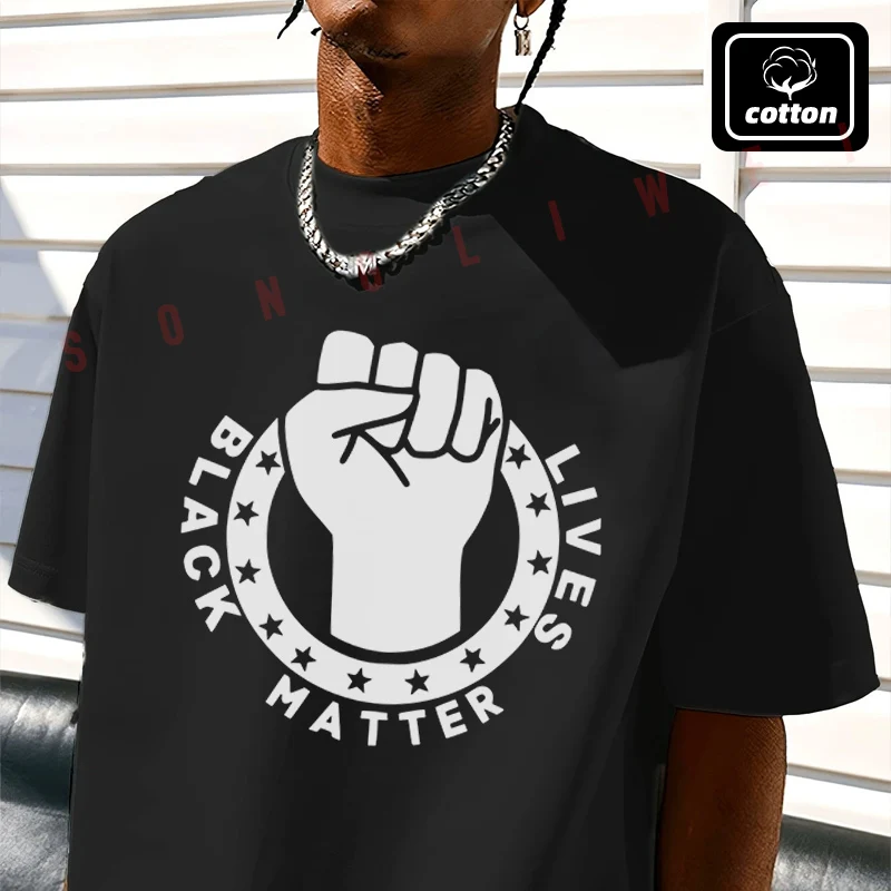 

Black Lives Matter Design Moto T-Shirt Men's Black Cotton TShirt New Summer Casual O-neck Short Sleeve Tees