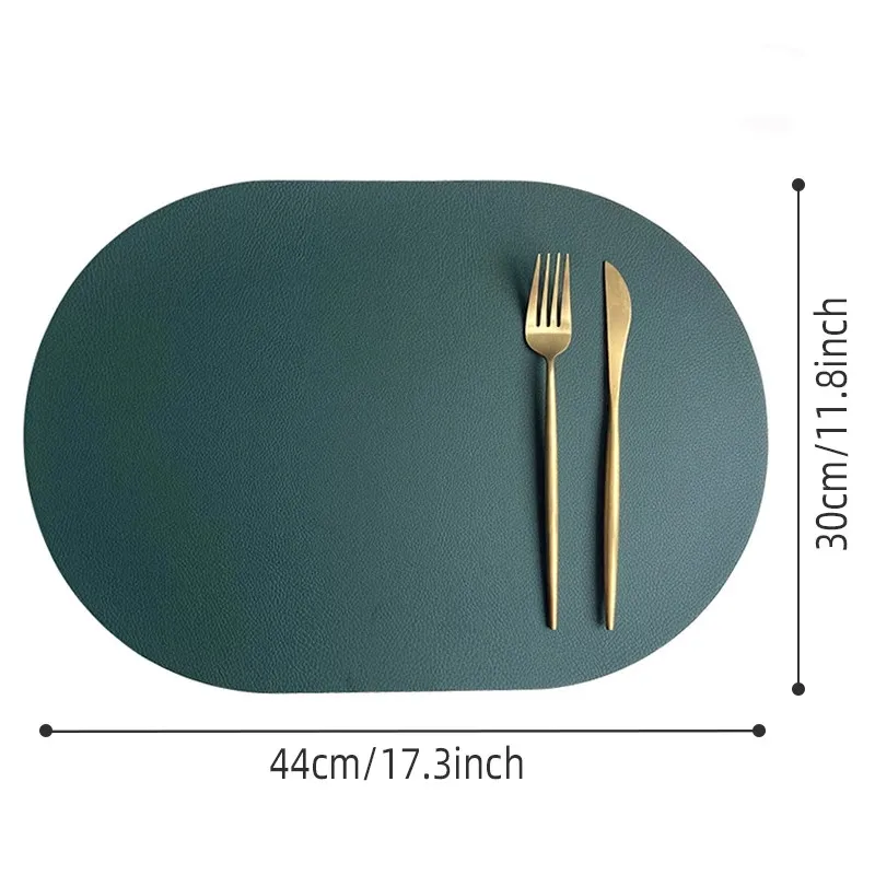 1/4/6PCS Oval Placemat Sets Double-Sided Faux Leather Design Dining Table Mats Waterproof Non-Slip Kitchen Table Placemat Grey