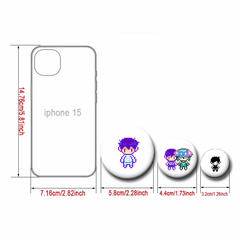 58/32 مللي متر مضحك الكرتون بكسل أوموري لعبة لينة زر دبابيس صني كيل الريحان المفاجئة على بروش لحقيبة الملابس ديكور شارات الهدايا المثالية #2