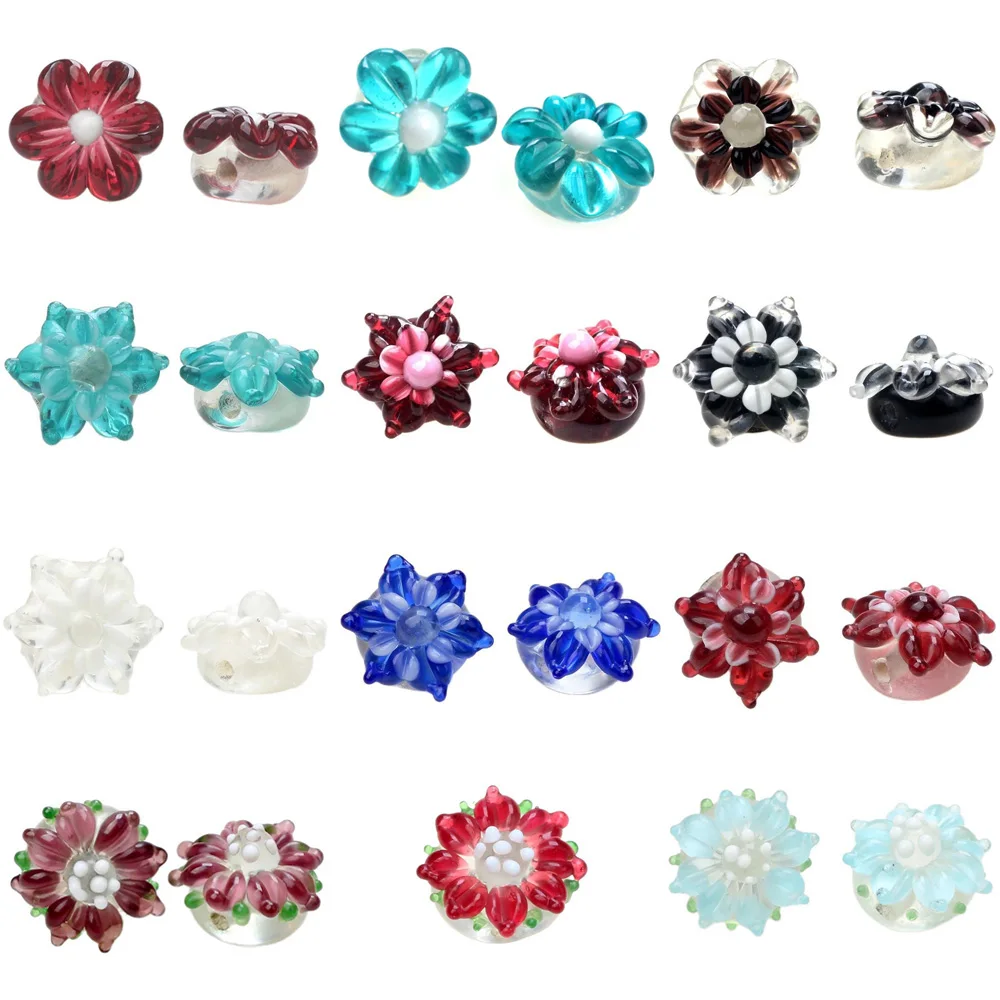 Limited Edition Styles Traditional Crafts Pure Handmade 17mm Flowers Lampwork Glass Beads For Charm Bracelets/Earring/Necklace