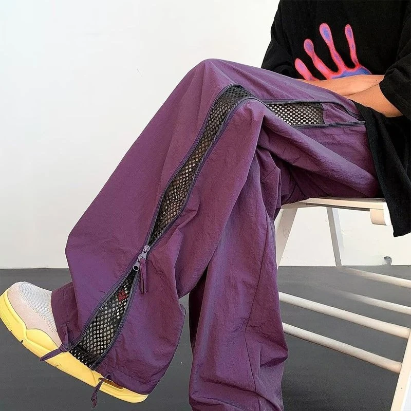 

Summer Fashion American Quick Drying Outdoor Zipper Pants Loose Mesh Breathable Sports Straight Leg Casual Pants Female Clothing