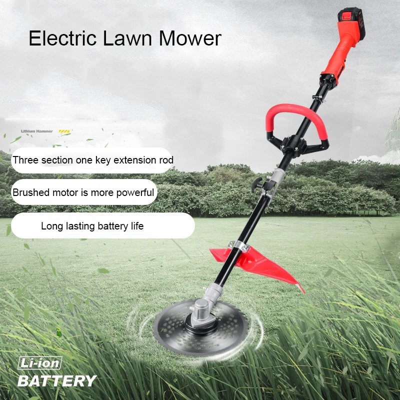 Multi-function Electric Lawn Mower Backpack Weeder With 2 Batteries Telescopic Cordless Grass Trimmer Garden Pruning Tools