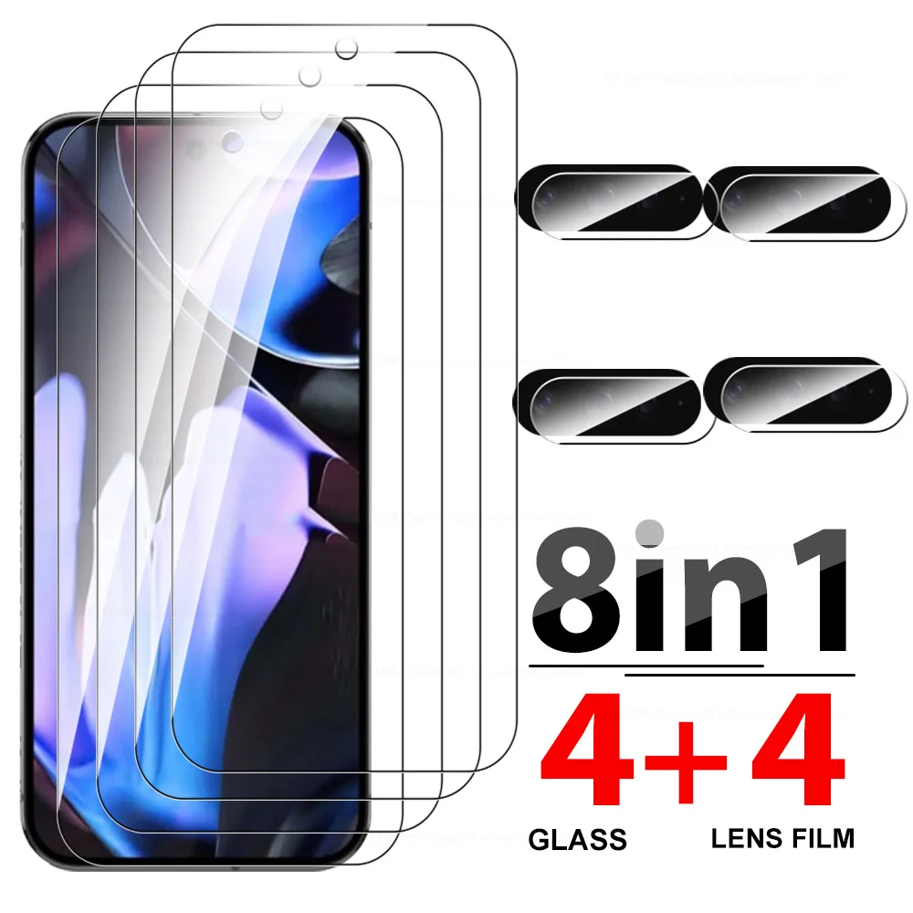 8IN1 Tempered Glass For Google Pixel 9 Pro XL Screen Protector Pixel9 Pixel 8A 8 7 6 A 9 Pro XL Pixel9Pro 5G Camera Lens Glass