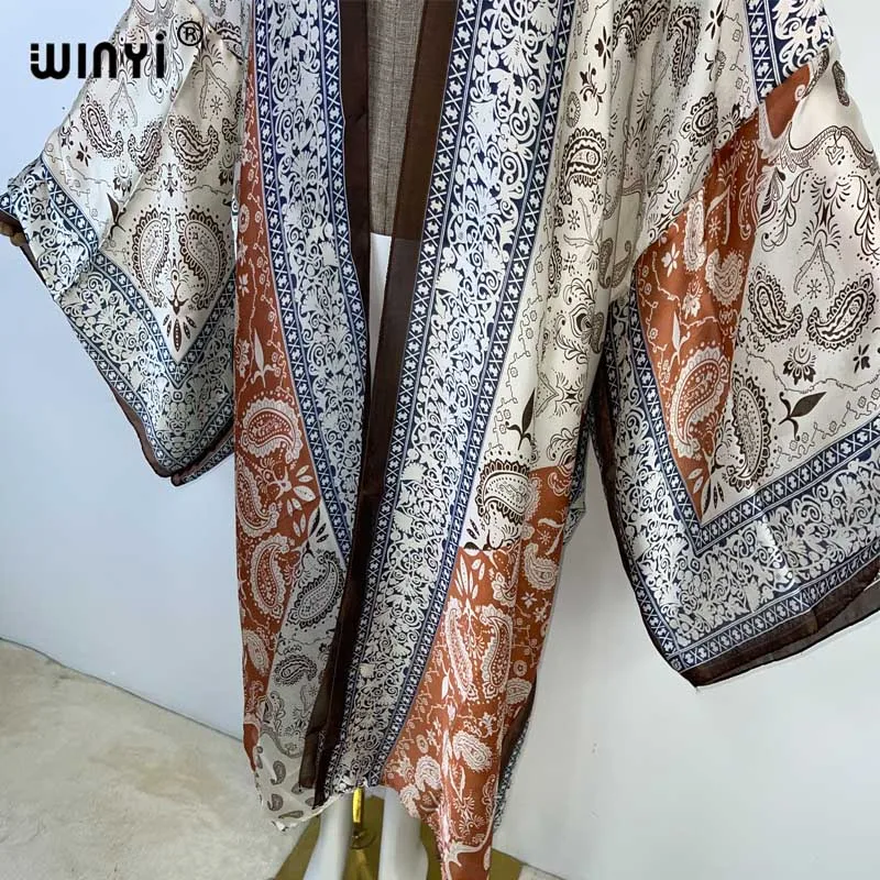 WINYI kimono купальник sweter damski luźny długi strój imprezowy Boho Maxi stroje plażowe dla kobiet zakrywają stroje kąpielowe فساتين طويلة