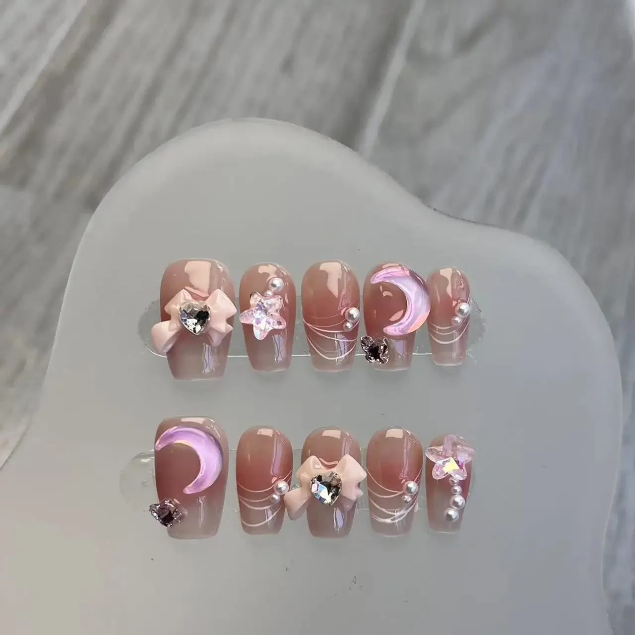 Purely hand-worn nail crescent butterfly heartbeat butterfly finished patch jelly glue shell removal nail art