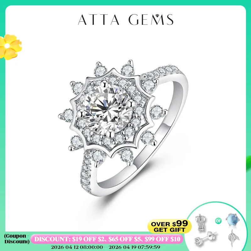 

ATTAGEMS Moissanite Diamond Round cut 6.5mm 925 Sterling Silver Ring Rhodium Plated Jewelry Wedding Rings Woman Trends 2022