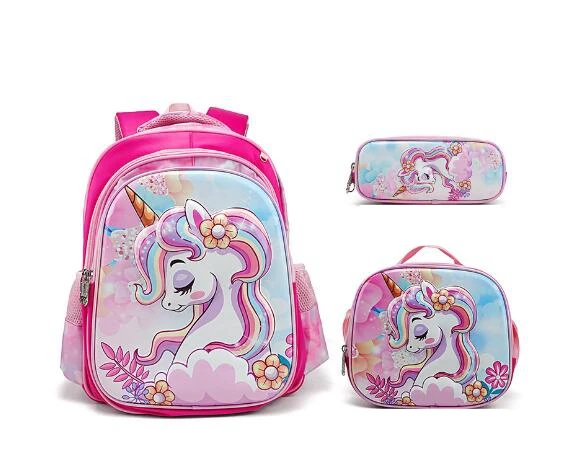 16 Inch Children School Trolley Backpack Set Wheeled Backpack Student School Trolley Bags for Girls School Rolling Luggage Bags