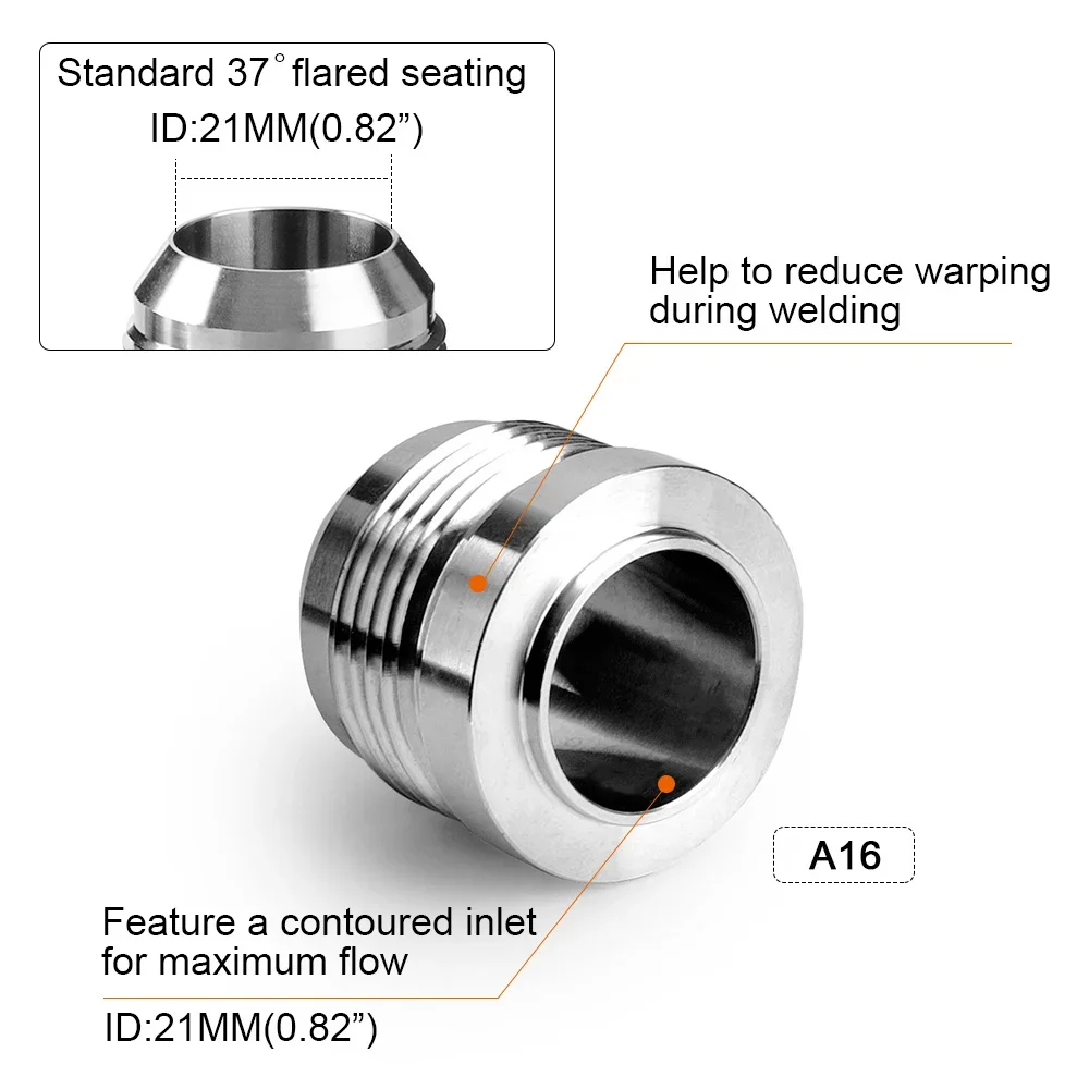 1PCS Male Weld Fitting Adapter AN6 AN8 AN10 AN12 AN16 AN20 Male Billet Stainless Steel Straight Weld Bung Nitrous Hose Fitting