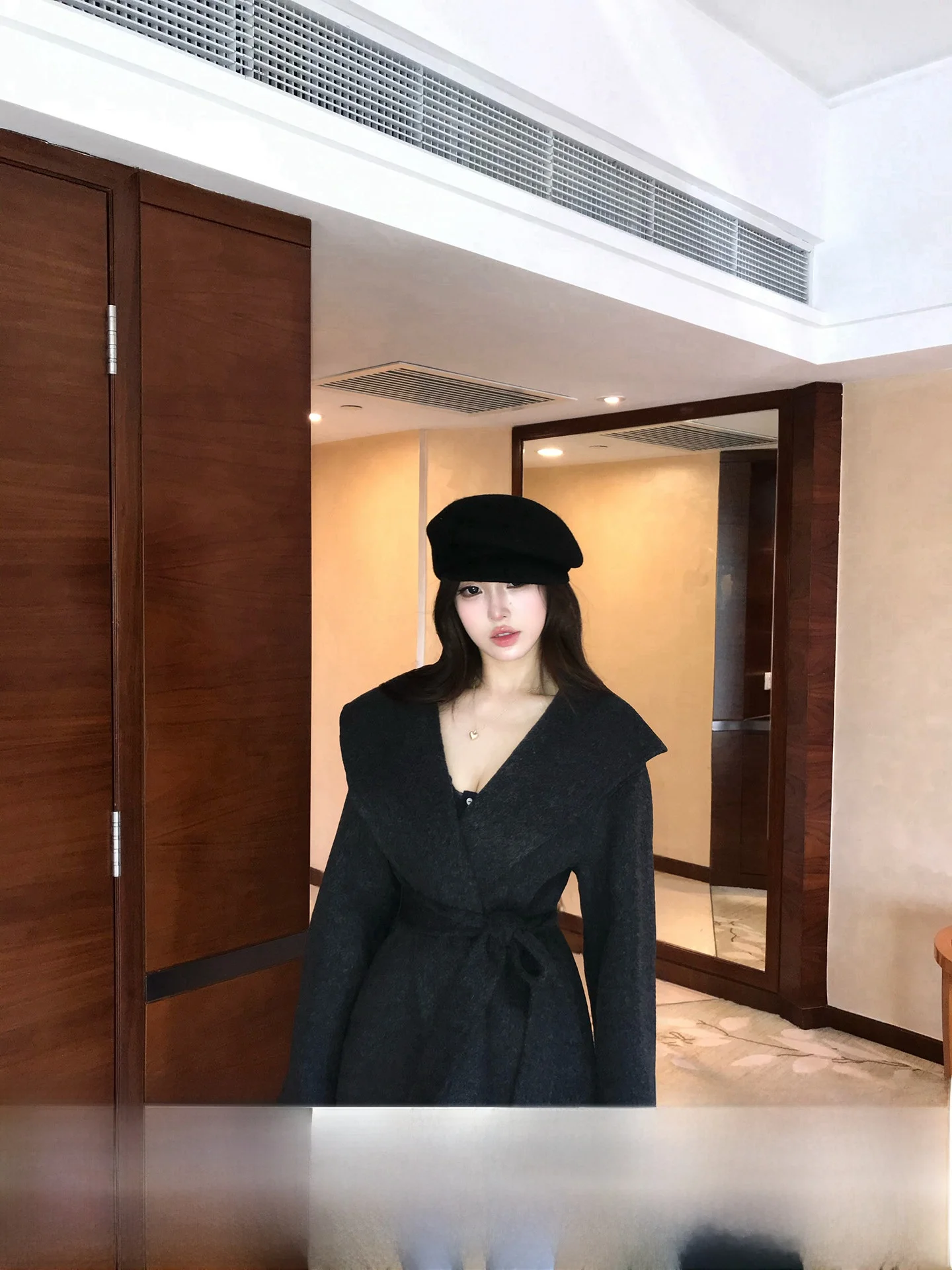 

Double-Faced Woolen Short Coat with Hood by OYFF Elegant Style Casual Wear for Women Warm Thickened Outerwear Pure Color