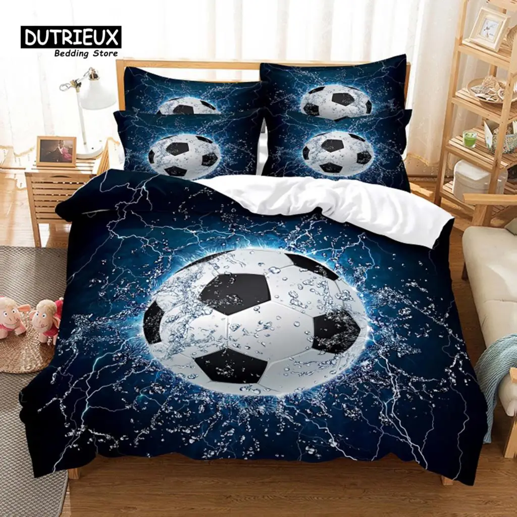 Sports Football Bedding Set, 3Pcs Duvet Cover Set, Soft Comfortable Breathable Duvet Cover, For Bedroom Guest Room Decor