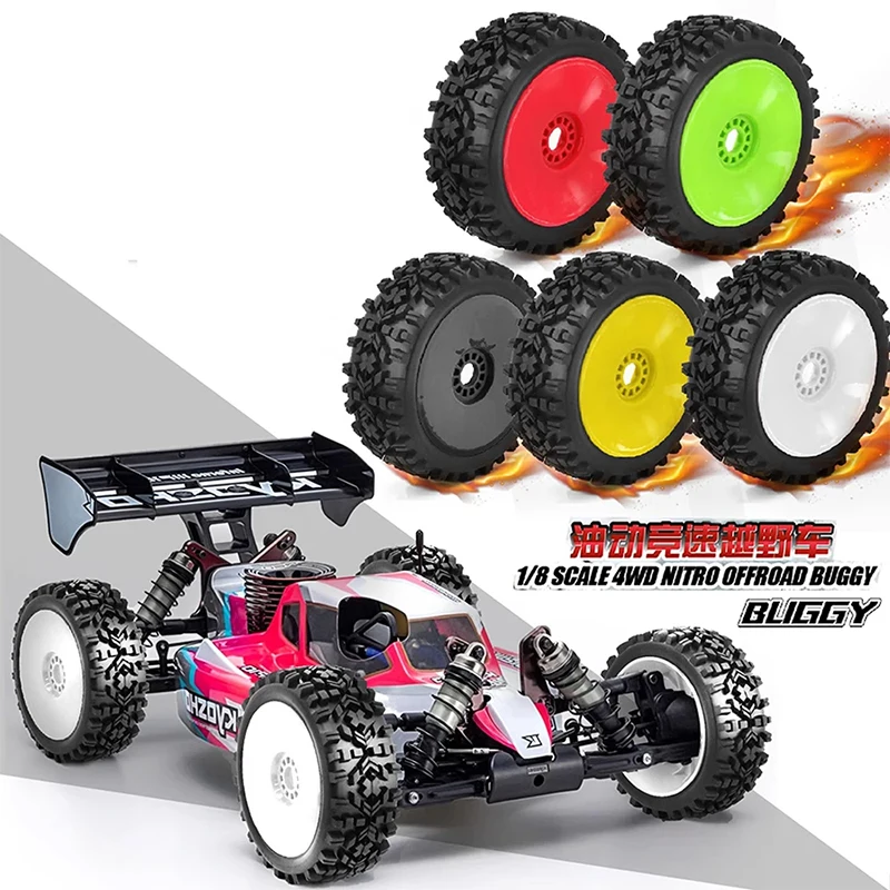 

4PCS 118mm 1/8 RC Off-Road Buggy Wheels Tire 17mm Hex for 1:8 ARRMA Typhon Talion TRX Redcat Team Losi Kyosho HPI HSP VRX RC Car