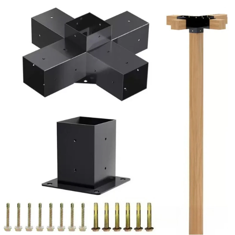 Heavy Duty Pergola Bracket Set Three Way Right Angle Connector for Wooden Beam Pavilion Patio Outdoor Garden DIY Woodworking