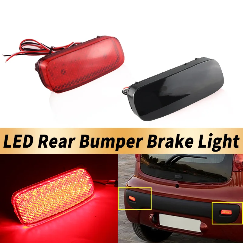 

2PCS Red/Black Lens LED Rear Bumper Reflector Brake Tail Light Canbus For Citroen C1 C5 Peugeot 107 206 607 Expert Fiat Scudo