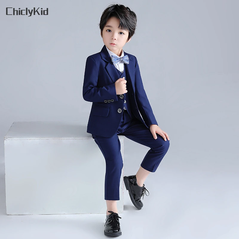 

High Quality Boys Party Wedding Suits Kids Tuxedo Formal Dress Clothes Sets Child Morning Coat Ring Bearer Blazer Pant Costumes