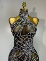 STOCK Sparkly Diamond Women Sexy Mesh Jumpsuit Nightclub Bar Party Show Gogo Dancer Clothing Drag Queen Outfit Stage Costume - Image 4