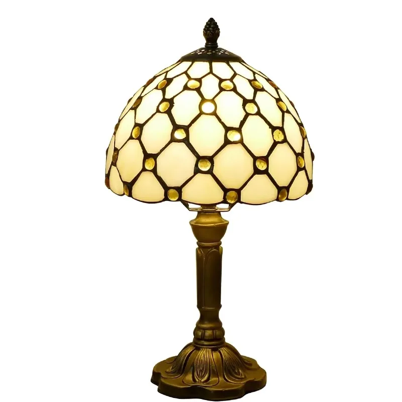 

Style Beige beads, retro bedside table, lamp desk lamp focus, small lamp reading light strip color