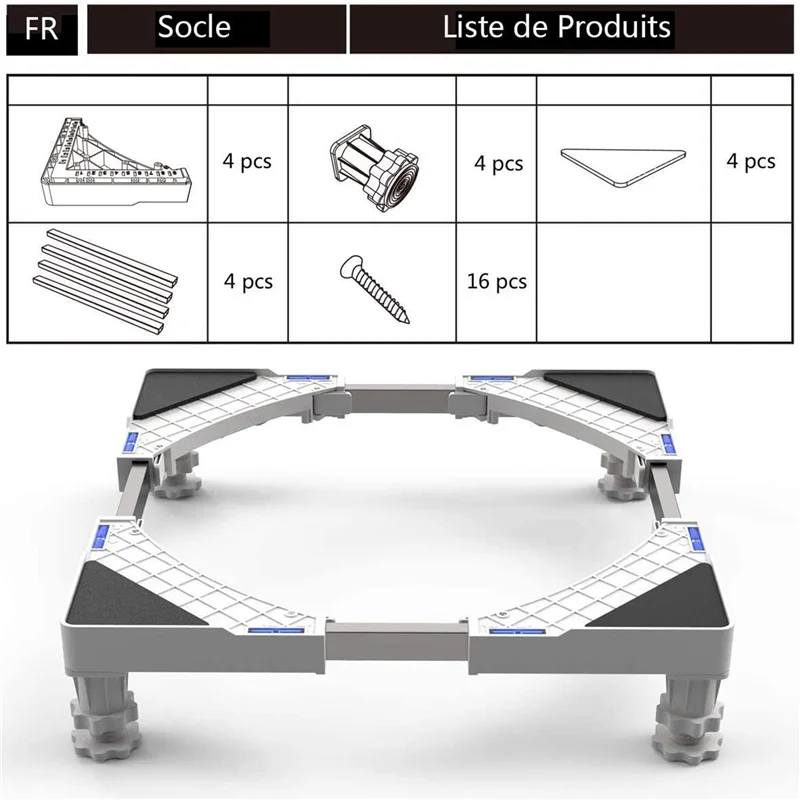 【Popular】Washing Machine Stand, Washing Machine Dryer Fridge Pedestal, Adjustable Length,Load 300Kg Anti Vibration Anti Noise