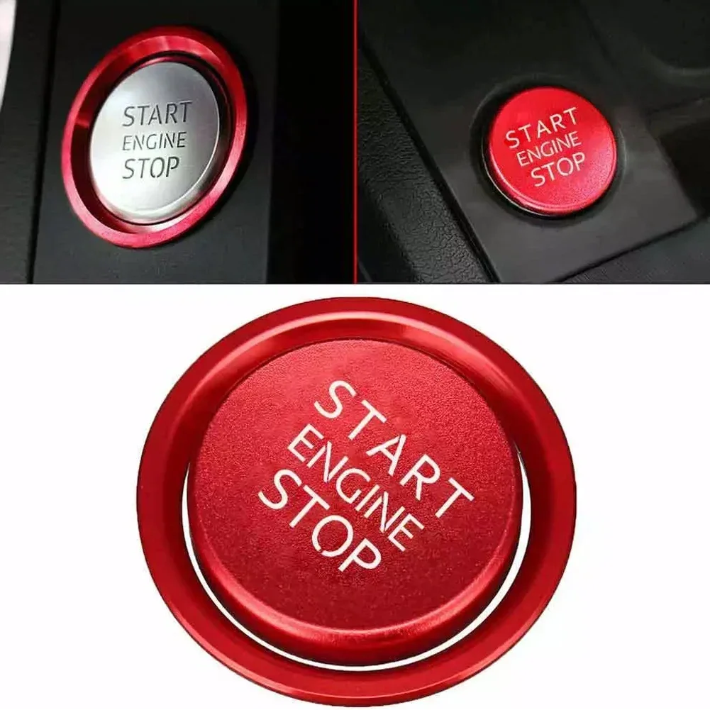 Red Car Start Stop Push Button Engine Ignition Switch Cap Key Cover Replacement For Q5 For Q7 For A5 For A4l Car Accessories