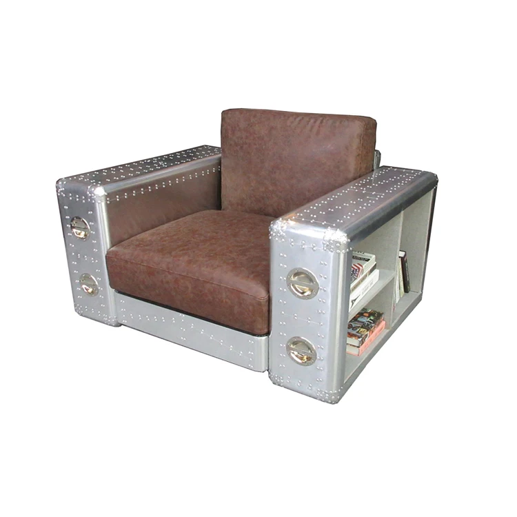 ！@Handcrafted Aluminium Aviator Lounge Chair Comfortable Leather Sofa for Home Hotel Office Leisure for Dining Room Bedroom Pane