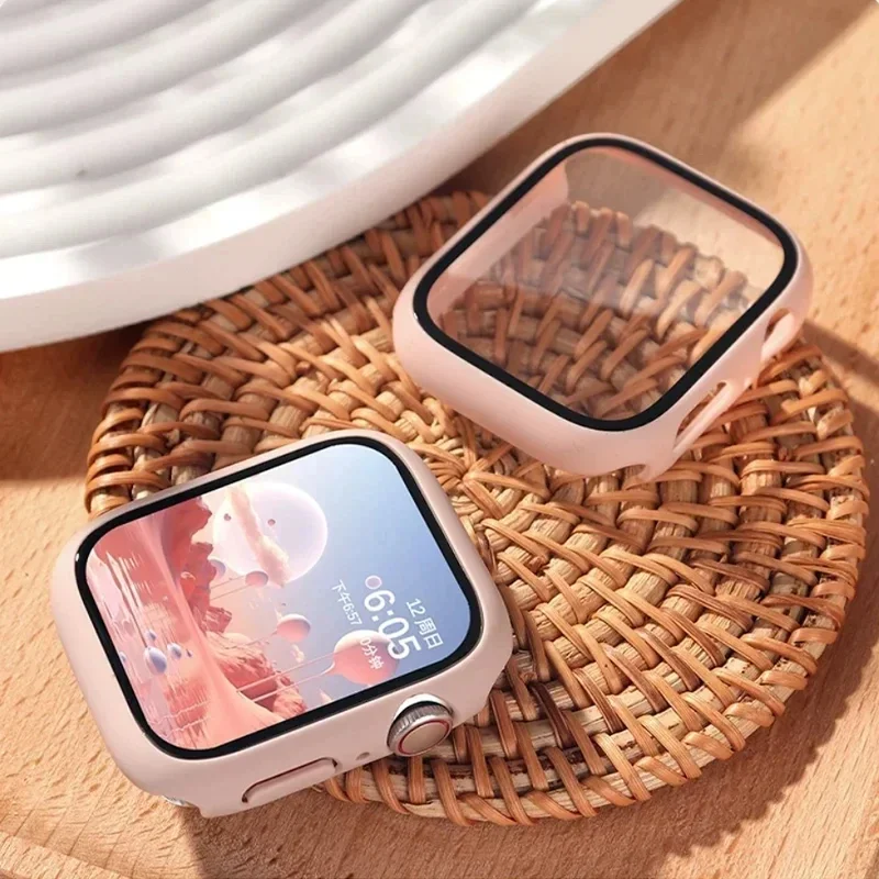 Tempered Glass+Cases For Apple Watch Case Accessories 45mm 41mm 42mm 38mm PC Screen Protector cover iWatch 6 5 4 se 44mm 40mm