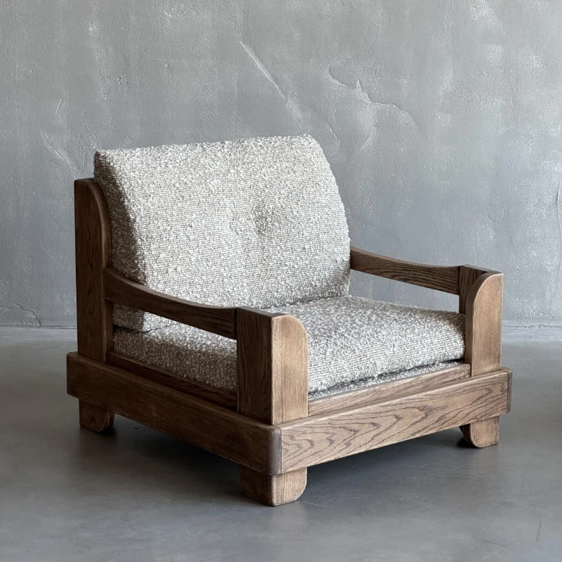 

✗x Nordic Designer Solid Wood Fabric Sofa Chair Set Simple Style In-Stock for Guesthouse Soft Furnishings for Reception Leisure*